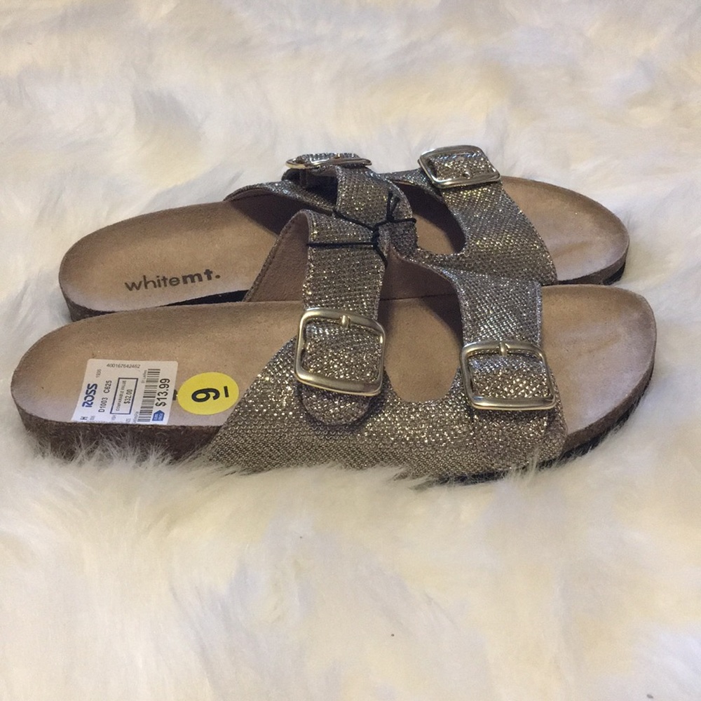 Gold Birkenstock style sandals